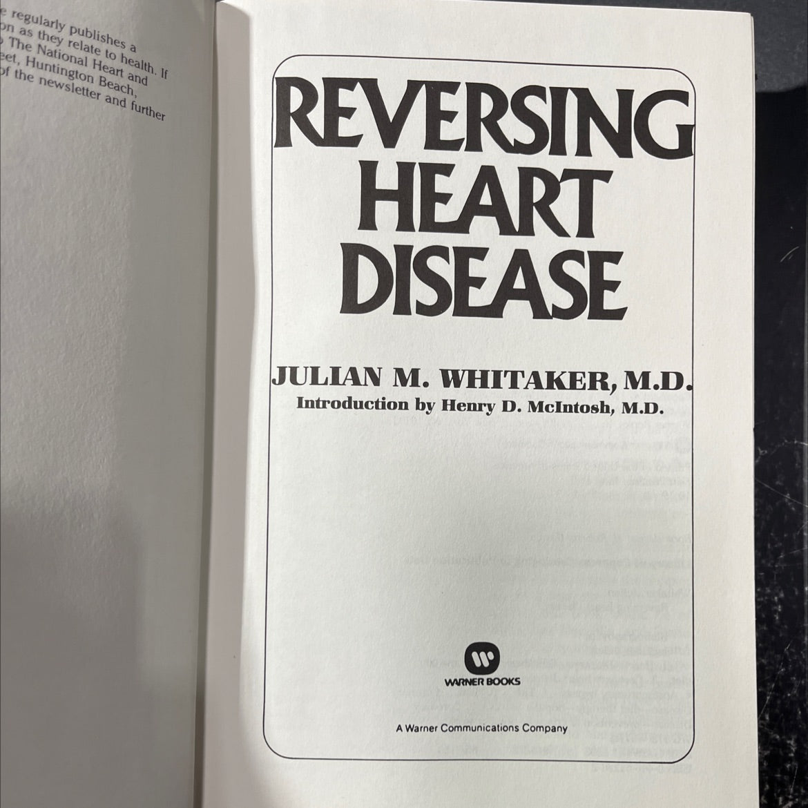 reversing heart disease book, by julian m. whitaker, m.d., 1985 Hardcover image 2