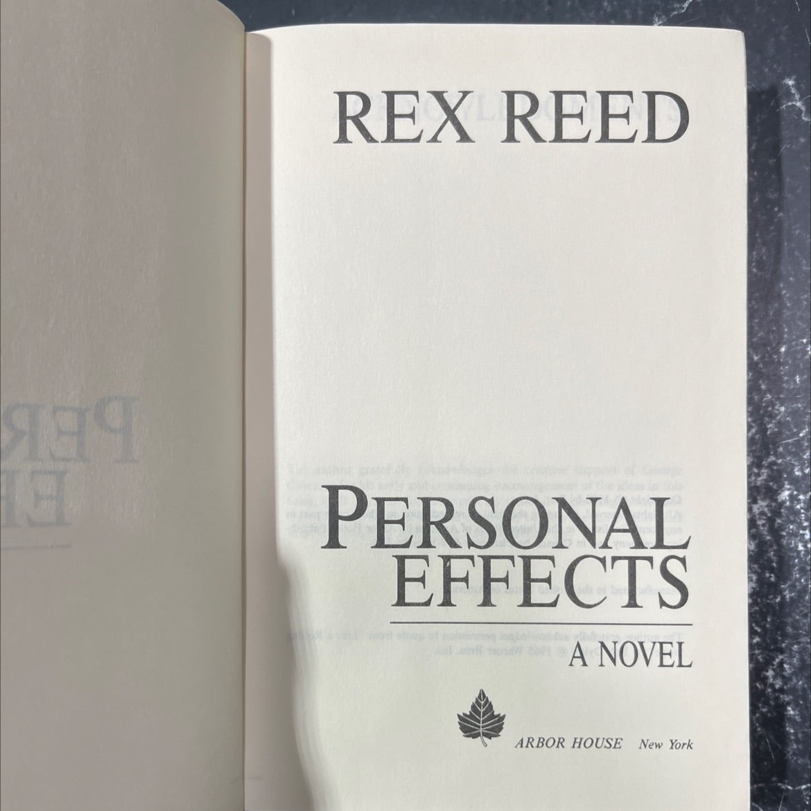 rex reed fee я personal effects a novel book, by rex reed, 1986 Hardcover image 2