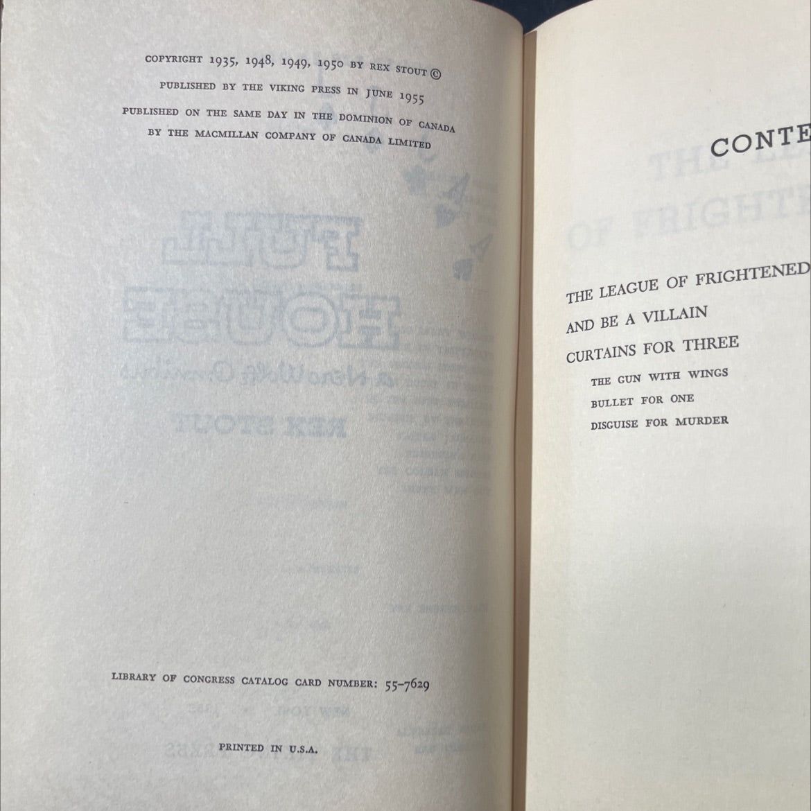 rex stout novels book, by rex stout, 1955 Hardcover image 3