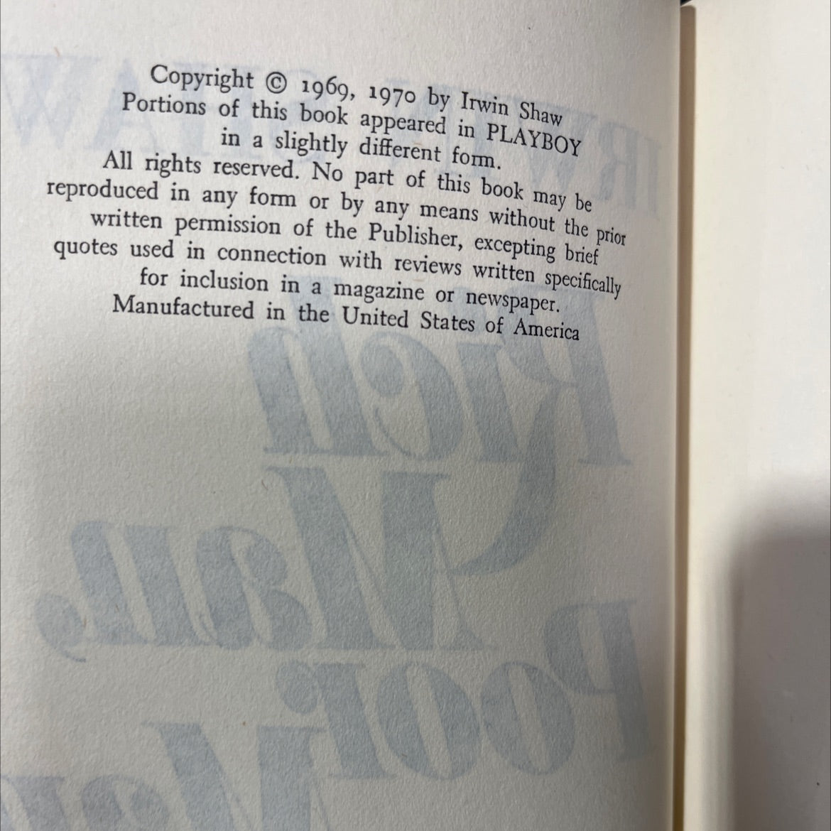 rich man, poor man book, by irwin shaw, 1970 Hardcover image 3