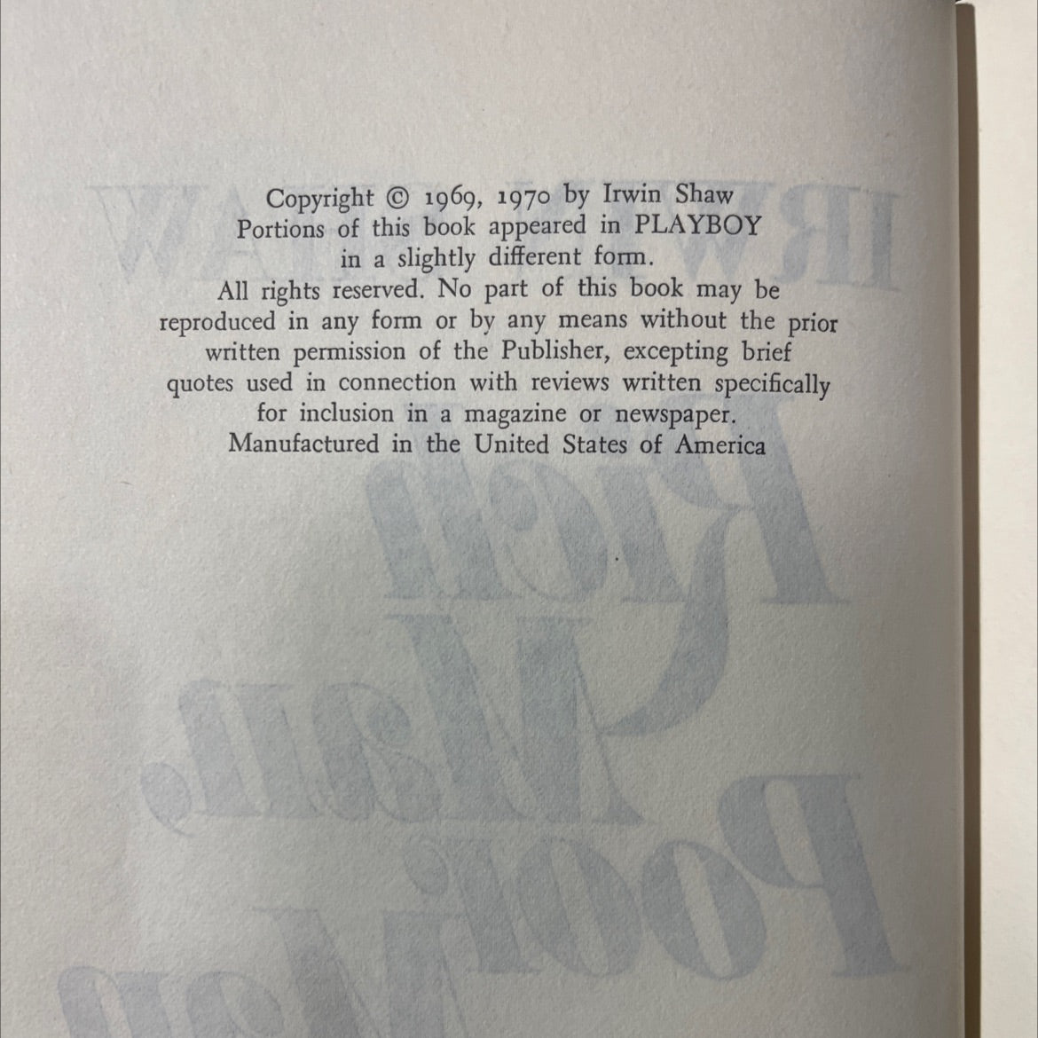 rich man, poor man book, by irwin shaw, 1970 Hardcover image 3