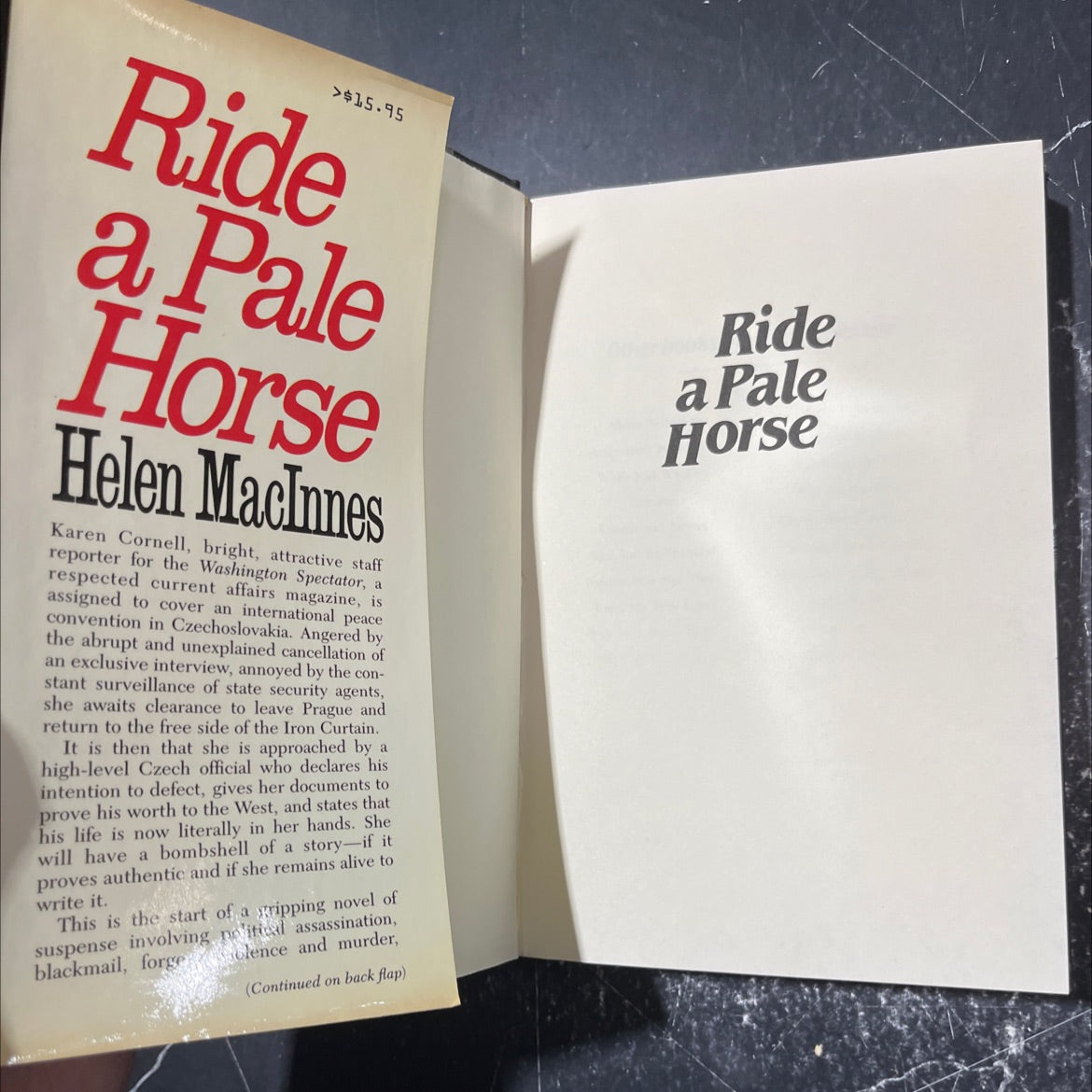 ride a pale horse book, by helen macinnes, 1984 Hardcover image 4