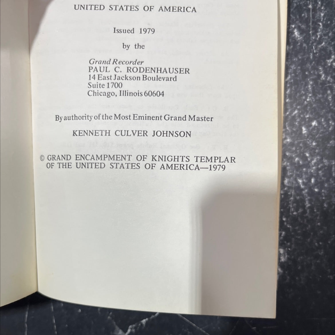 ritual of the grand encampment of knights templar of the united states of america book, by paul c. rodenhauser, 1979 image 3