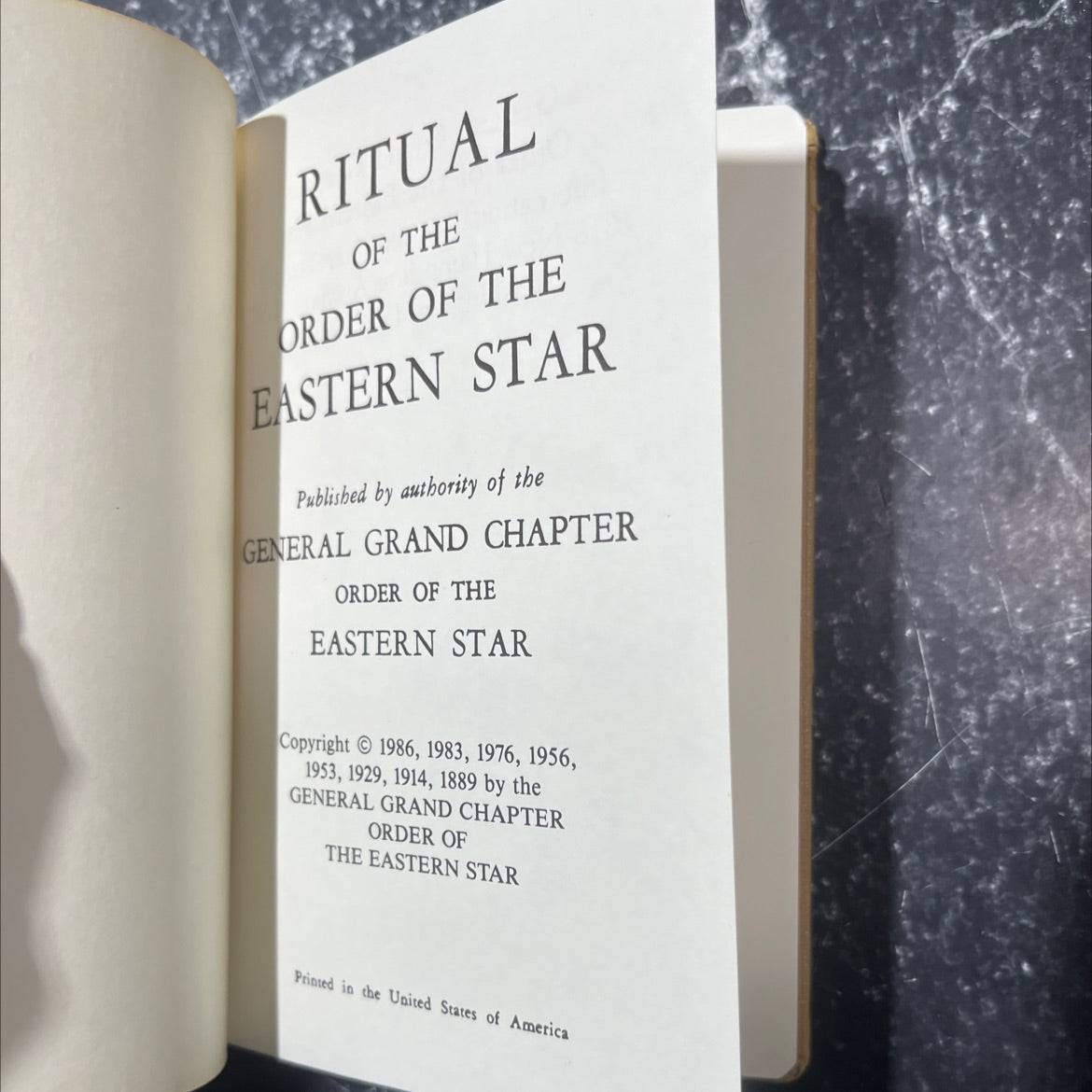 ritual of the order of the eastern star book, by general grand chapter order of the eastern star, 1986 Hardcover image 2
