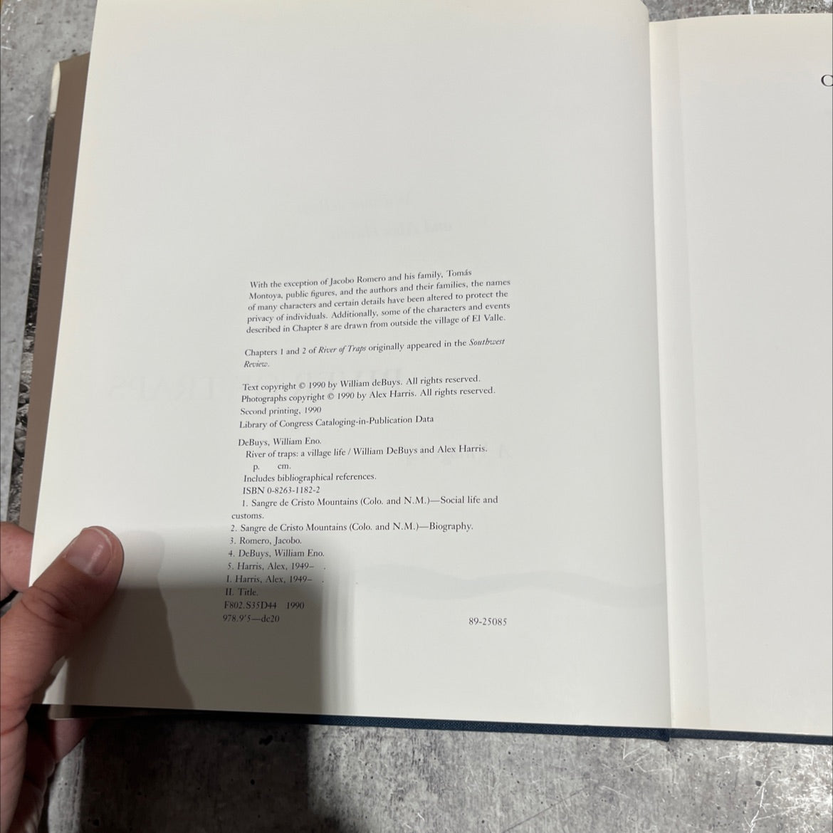 river of traps: a village life book, by William deBuys and Alex Harris, 1990 Hardcover image 3