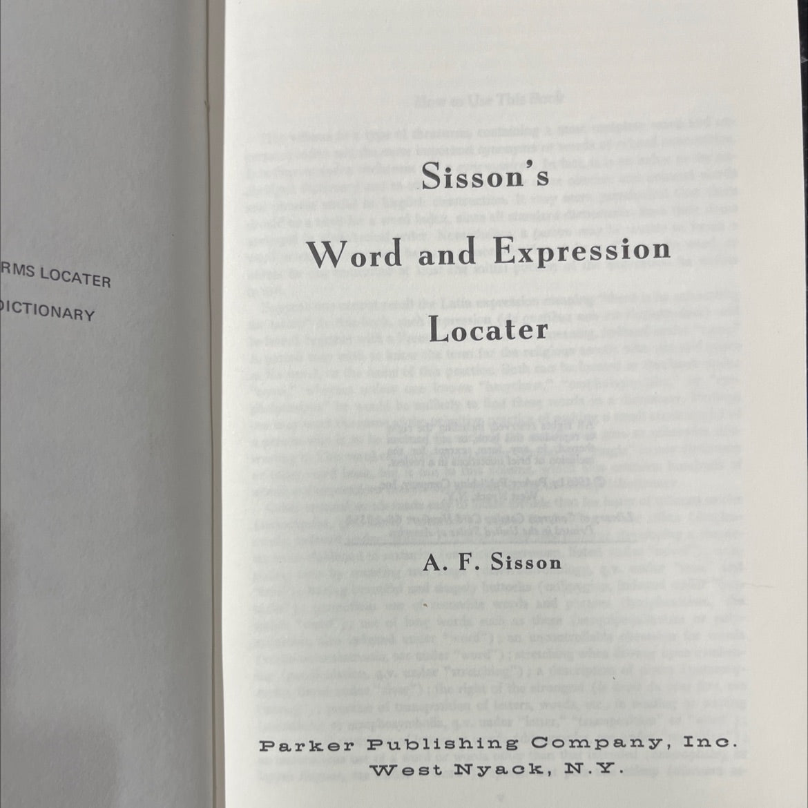 rms locater dictionary sisson's word and expression locater book, by a. f. sisson, 1966 Hardcover image 2