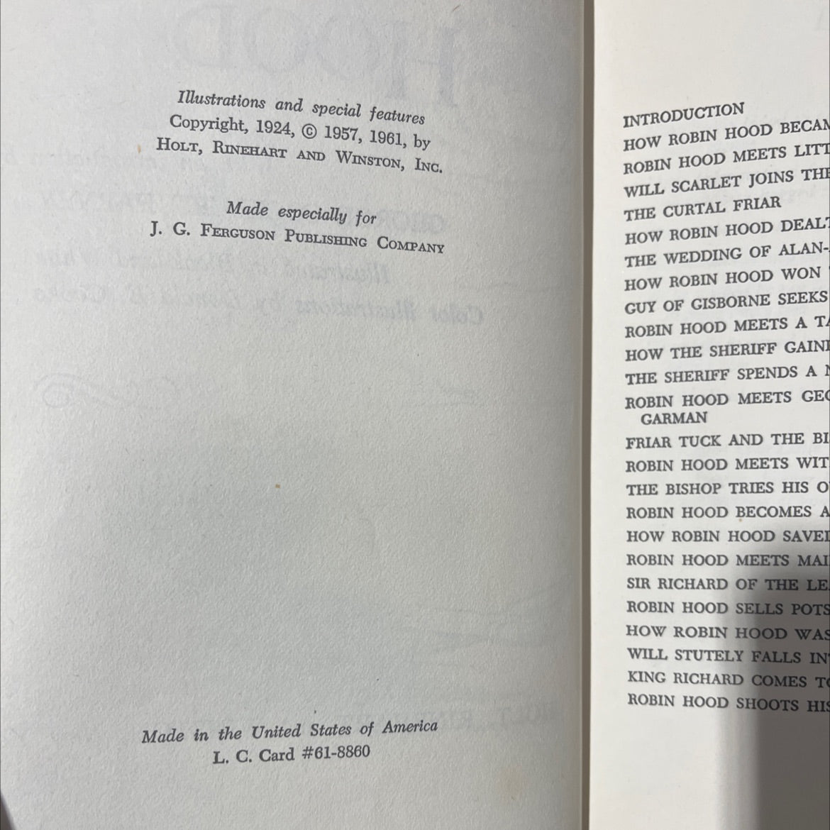 robin hood book, by unknown, 1961 Hardcover image 3