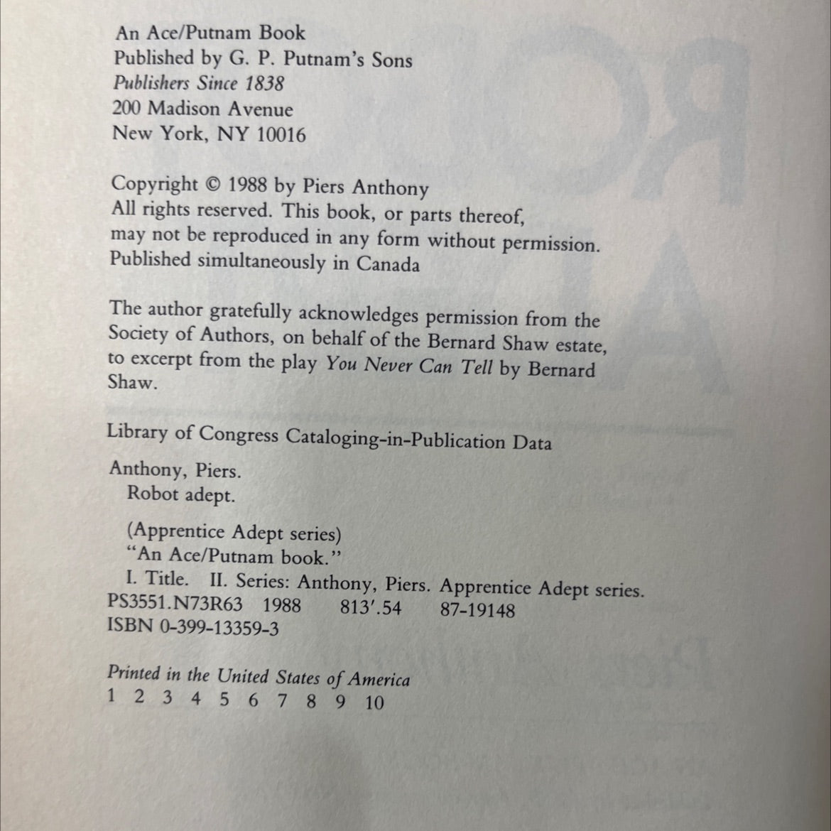 robot adept book, by piers anthony, 1988 Hardcover image 3