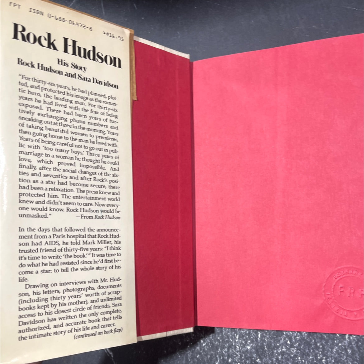 rock hudson his story book, by rock hudson and sara davidson, 1986 Hardcover image 4