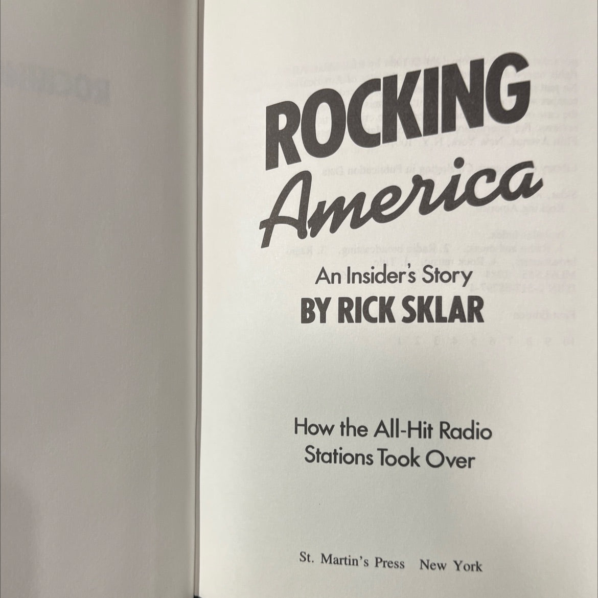 rocking america an insider's story book, by rick sklar, 1984 Hardcover image 2