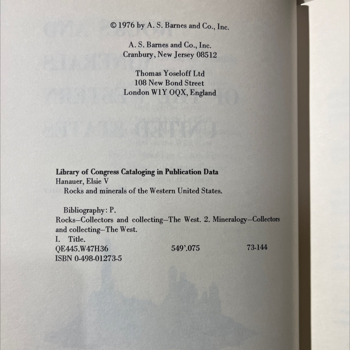 rocks and minerals of the western united states book, by elsie hanauer, 1976 Hardcover image 3