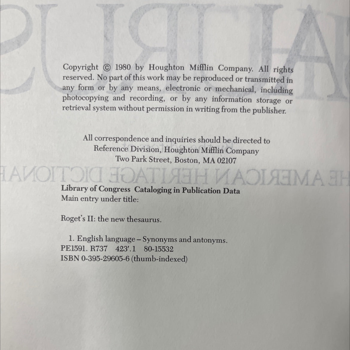 roget's ii: the new thesaurus book, by Anne H. Soukhov, 1980 Hardcover image 3