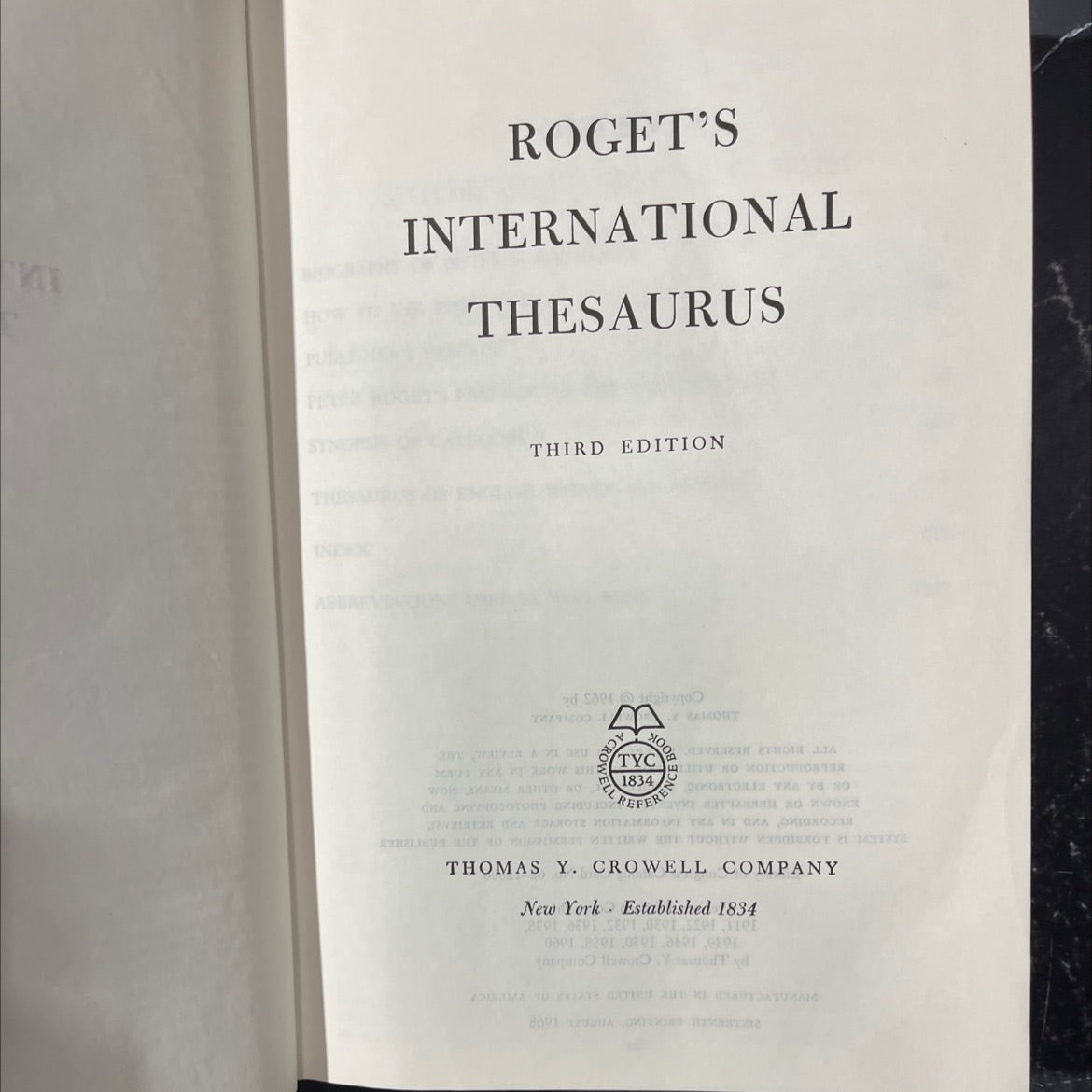 roget's international thesaurus book, by peter roget, 1962 Hardcover image 2