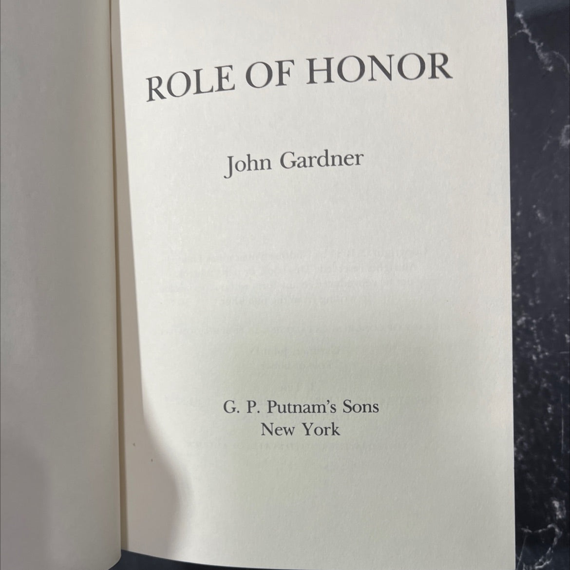 role of honor book, by John Gardner, 1984 Hardcover image 2