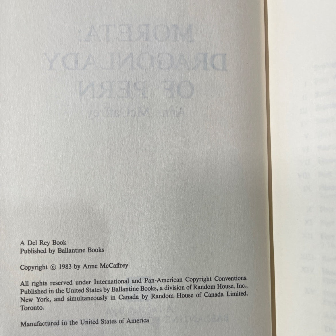 rom moreta: dragonlady of pern book, by Anne McCaffrey, 1983 Hardcover image 3