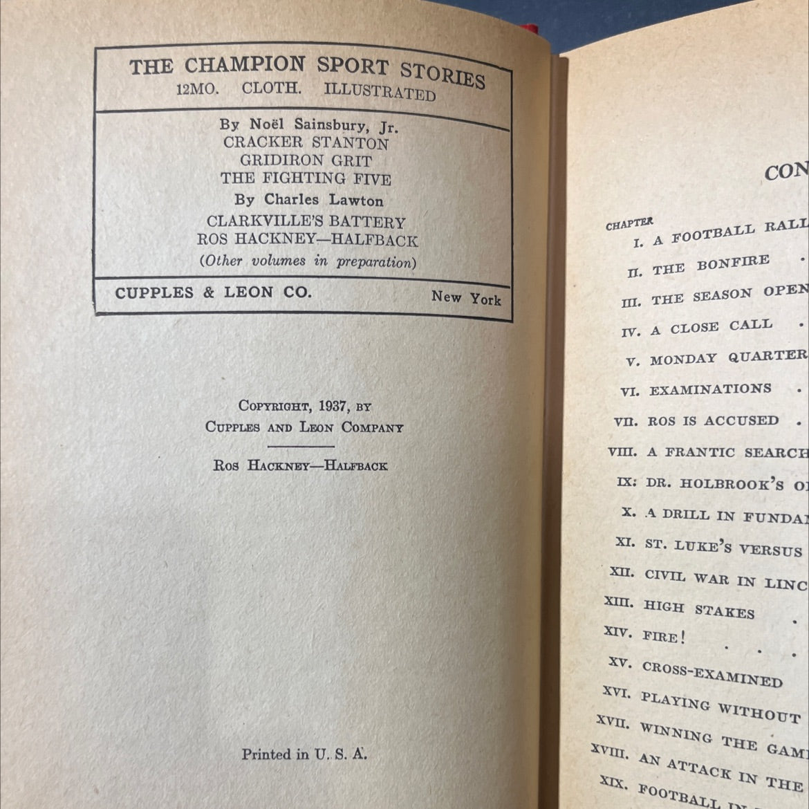 ros hackney halfback book, by charles lawton, 1937 Hardcover image 3