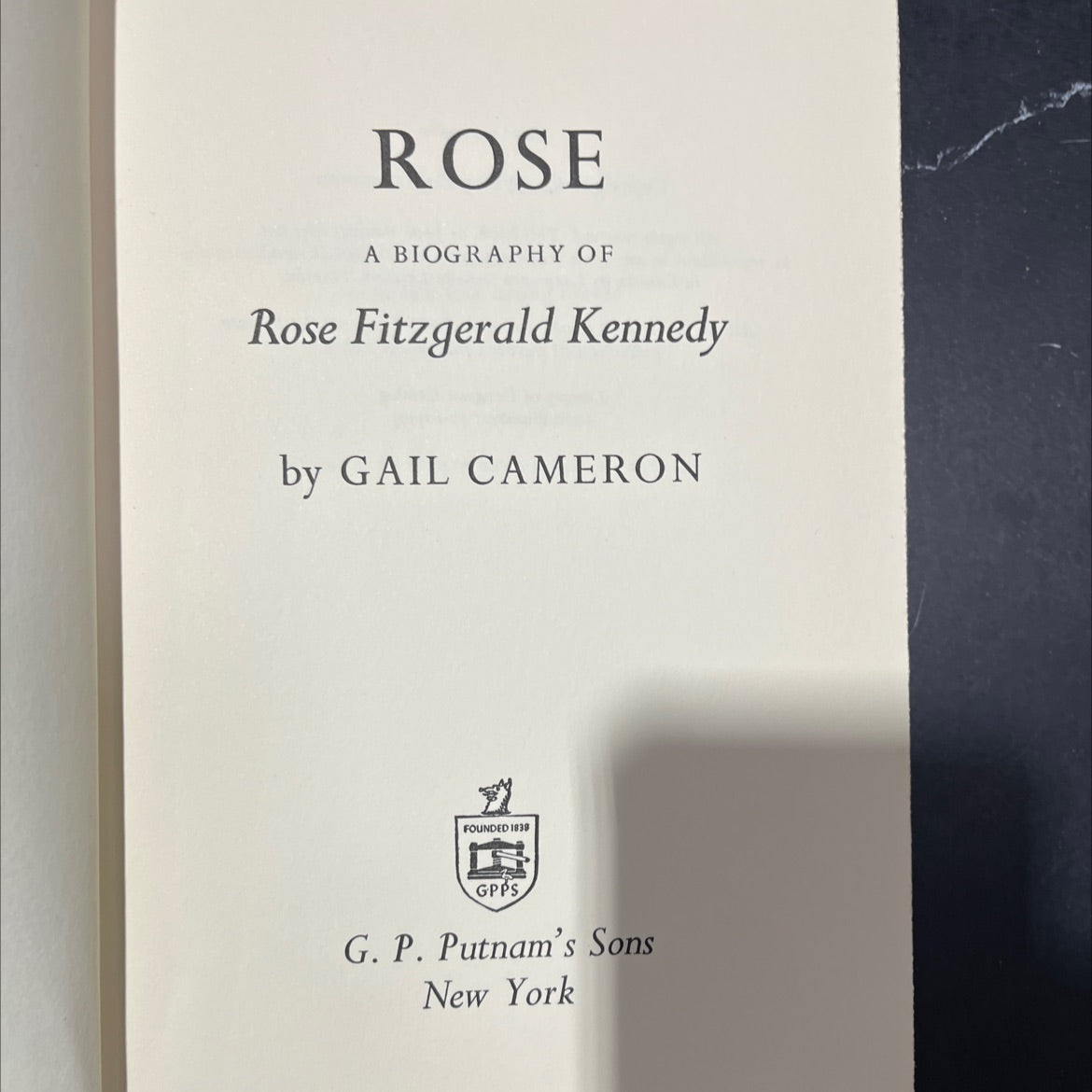 rose a biography of rose fitzgerald kennedy book, by gail cameron, 1971 Hardcover image 2