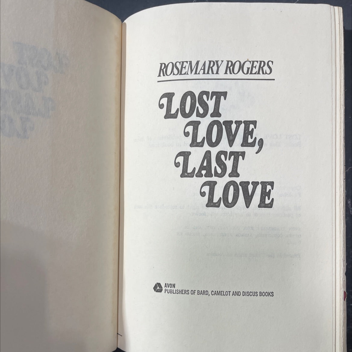 rosemary rogers lost love, last love book, by Rosemary Rogers, 1980 Hardcover image 2