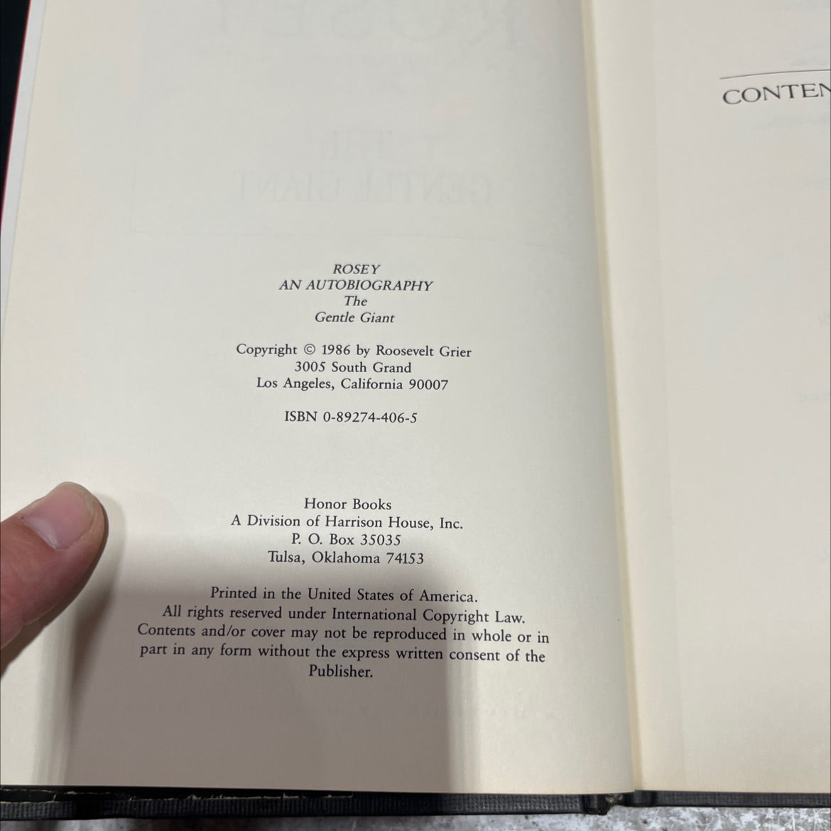 rosey an autobiography the gentle giant book, by Roosevelt Grier, 1986 Hardcover image 3