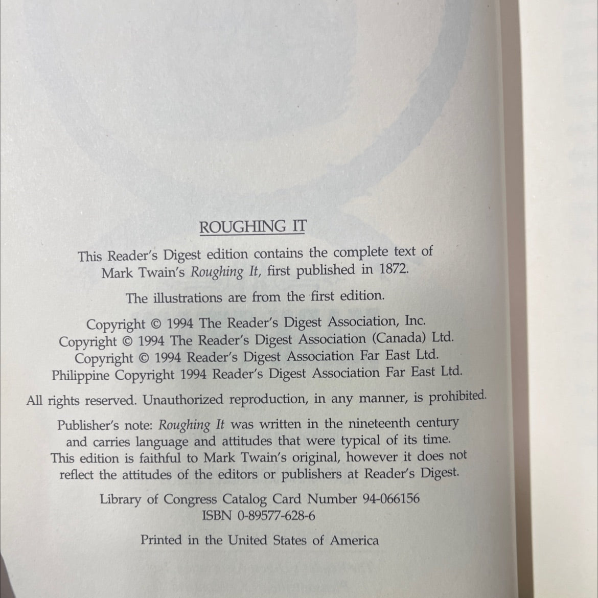 roughing it book, by mark twain, 1994 Hardcover image 3