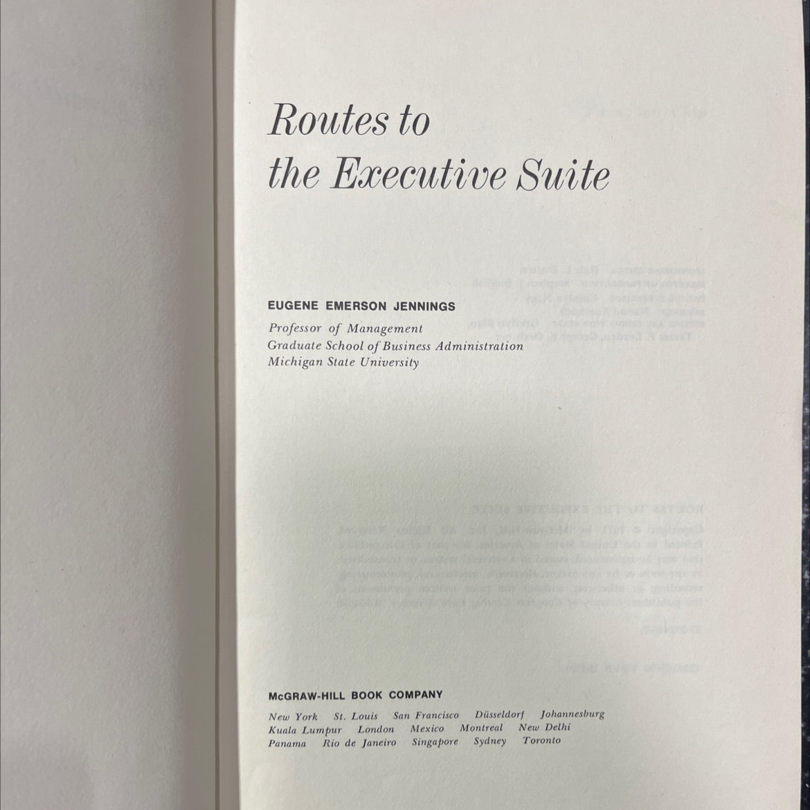 routes to the executive suite book, by eugene emerson jennings, 1971 Hardcover image 2