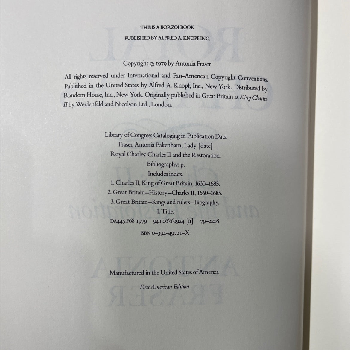 royal charles: charles ii and the restoration book, by antonia fraser, 1979 Hardcover image 3