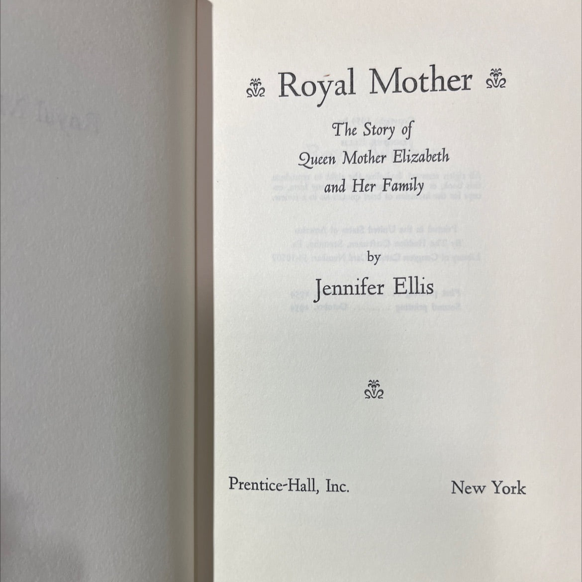 royal mother the story of queen mother elizabeth and her family book, by jennifer ellis, 1954 Hardcover image 2
