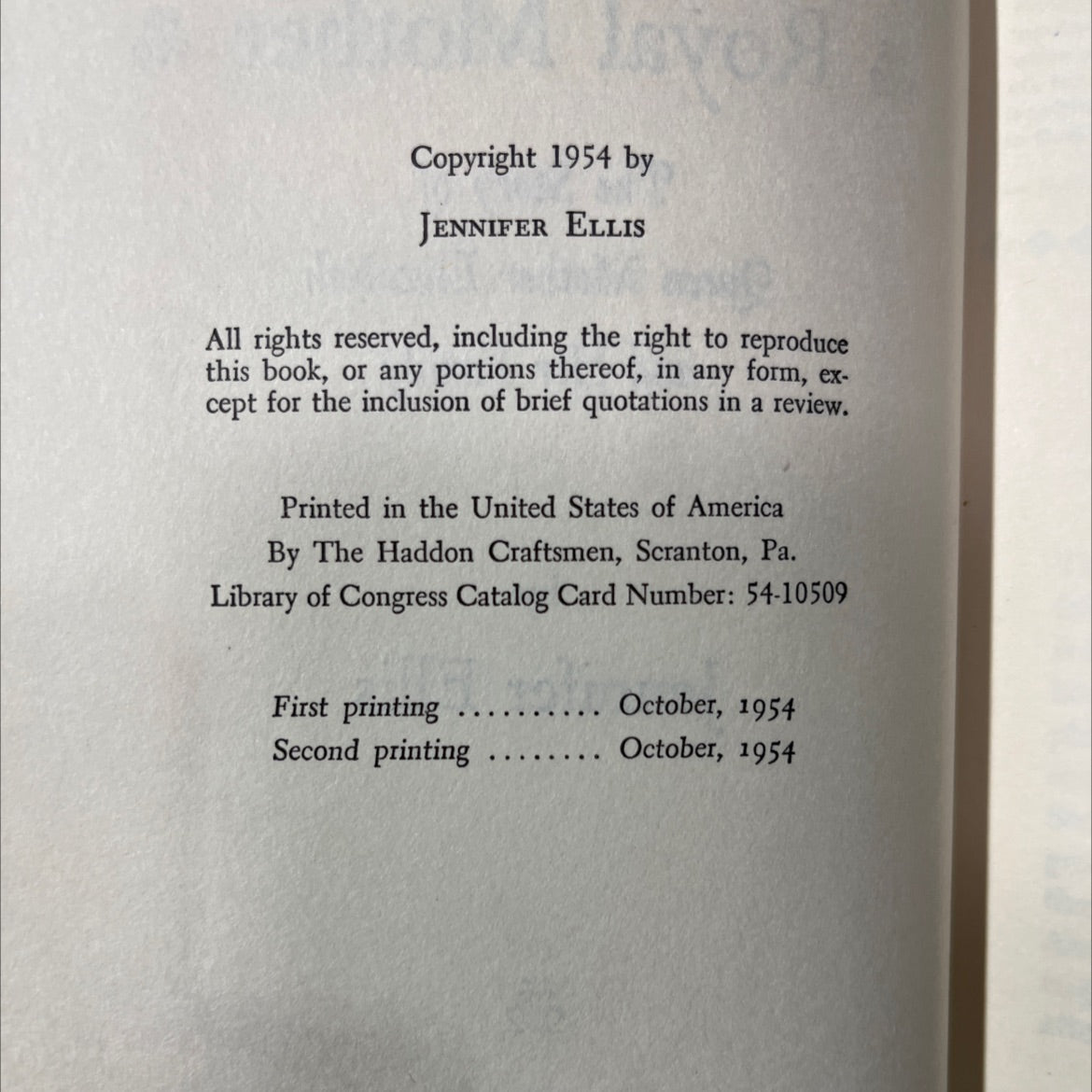 royal mother the story of queen mother elizabeth and her family book, by jennifer ellis, 1954 Hardcover image 3