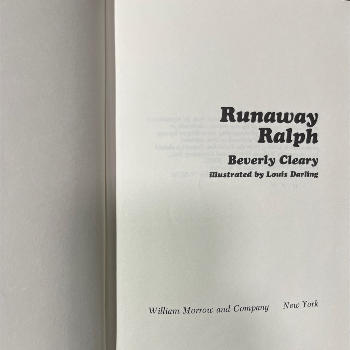 runaway ralph book, by beverly cleary, 1970 Hardcover image 2