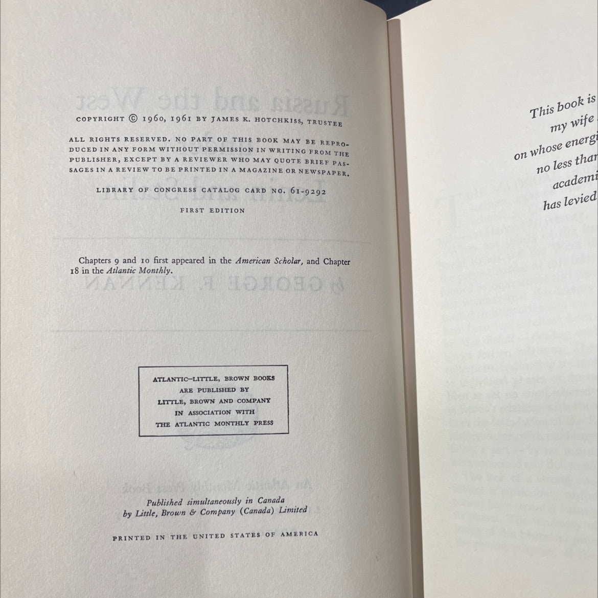 russia and the west under lenin and stalin book, by george f. kennan, 1961 Hardcover image 3