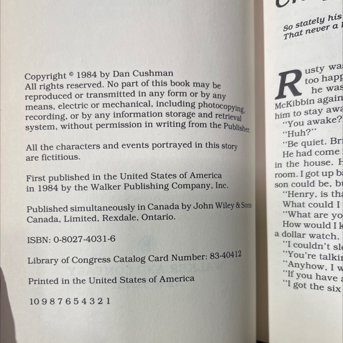 rusty irons book, by Dan Cushman, 1984 Hardcover image 3