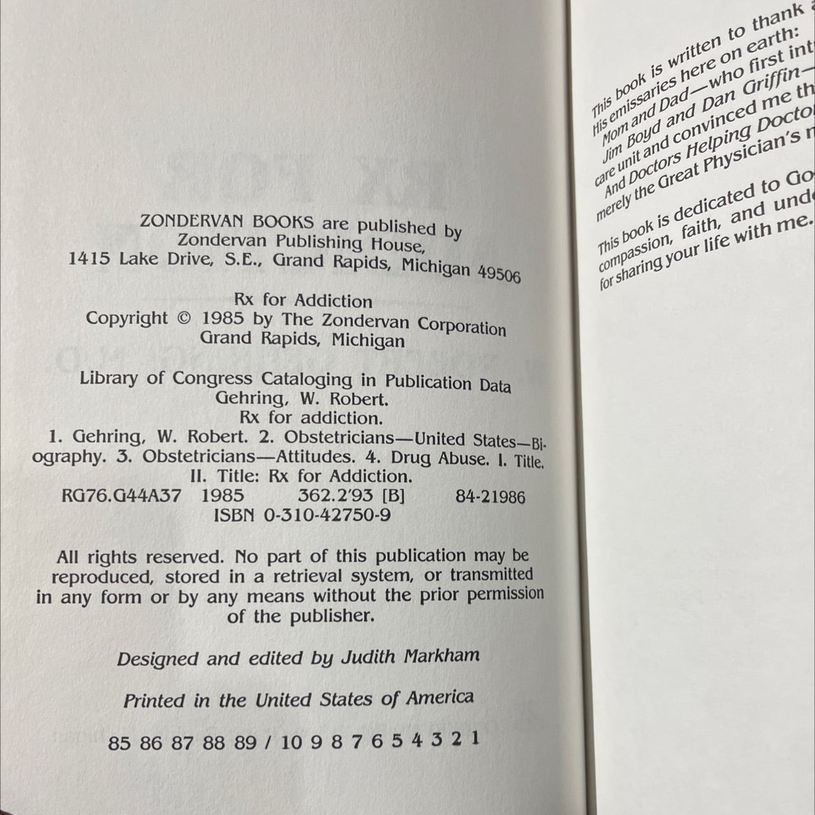 rx for addiction book, by w. robert gehring, m.d., 1985 Hardcover image 3