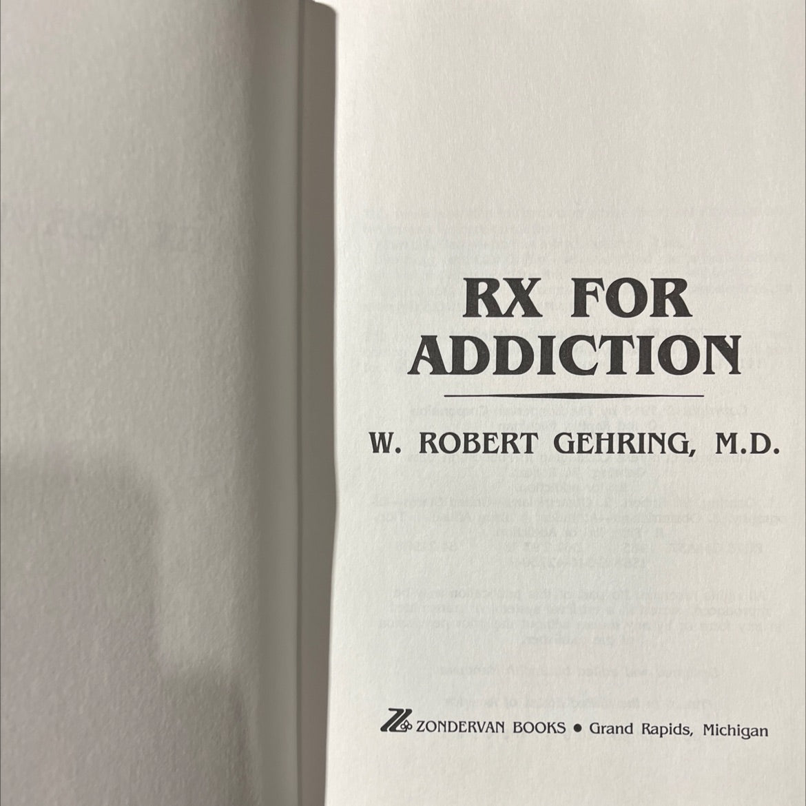rx for addiction book, by w. robert gehring, m.d., 1985 Hardcover image 2