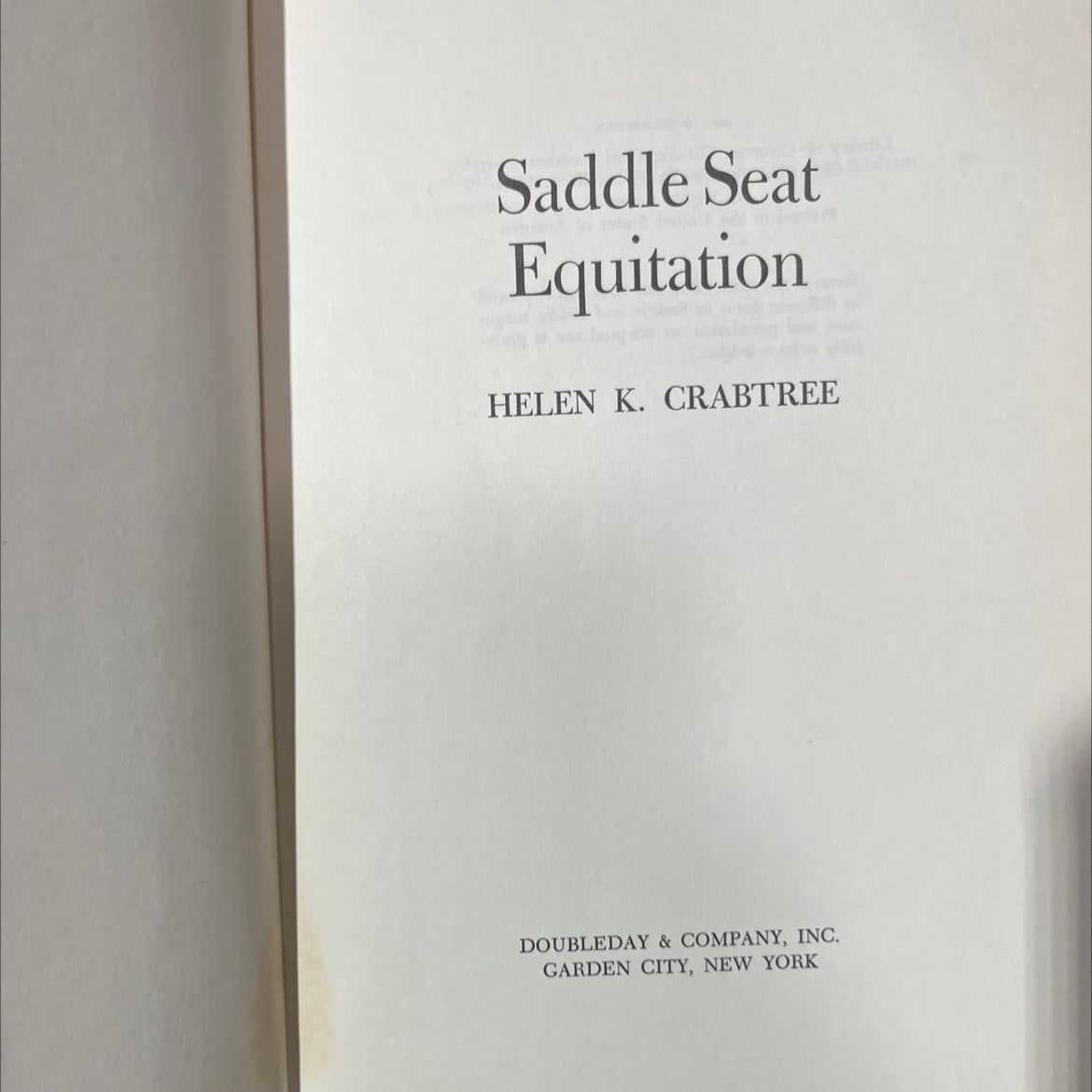 saddle seat equitation book, by helen k. crabtree, 1970 Hardcover image 2