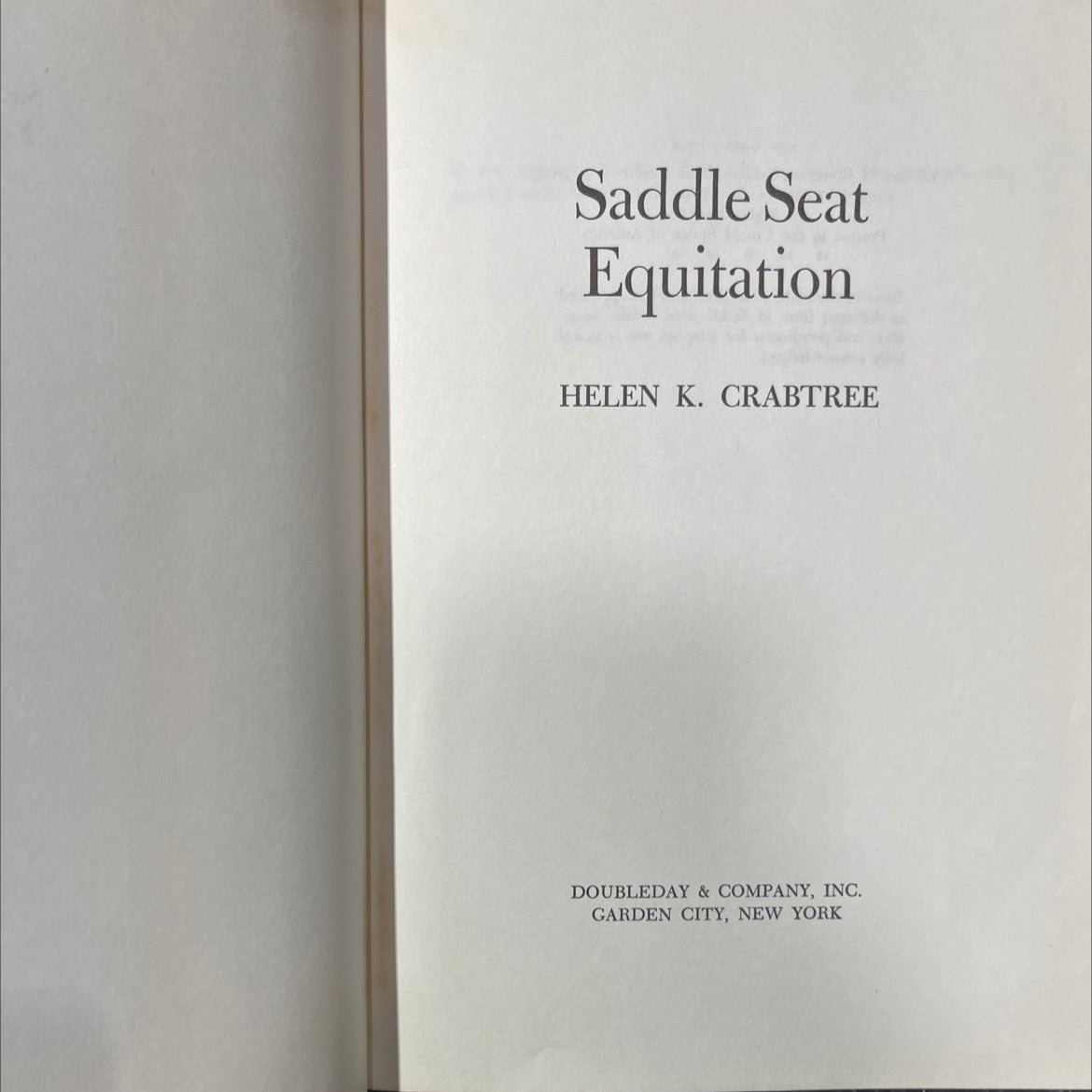 saddle seat equitation book, by helen k. crabtree, 1970 Hardcover image 2