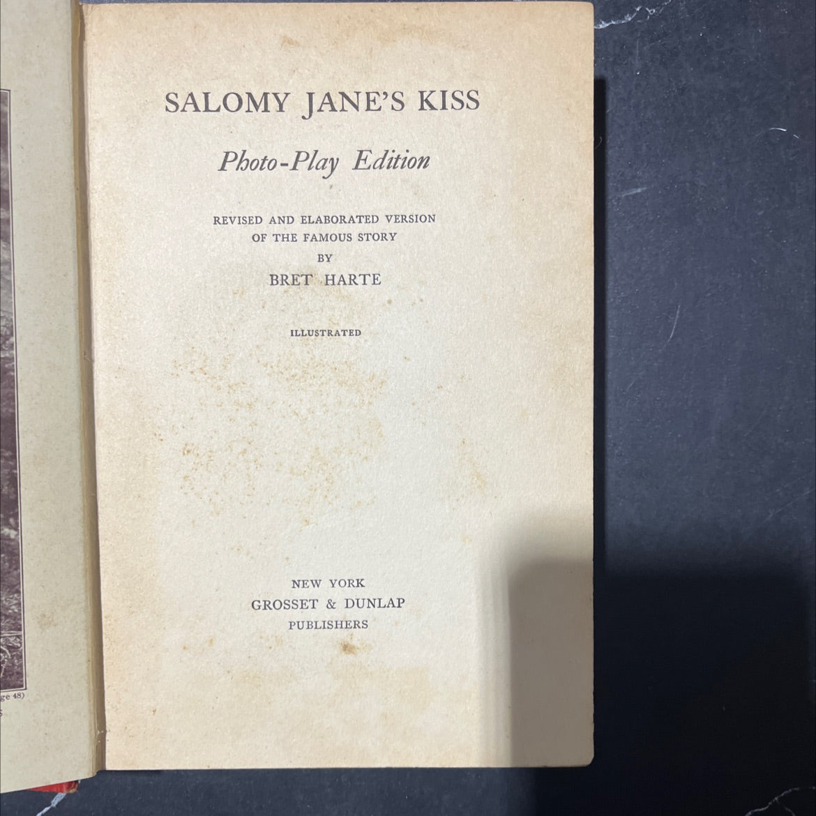 salomy jane's kiss book, by bret harte, 1915 Hardcover image 2