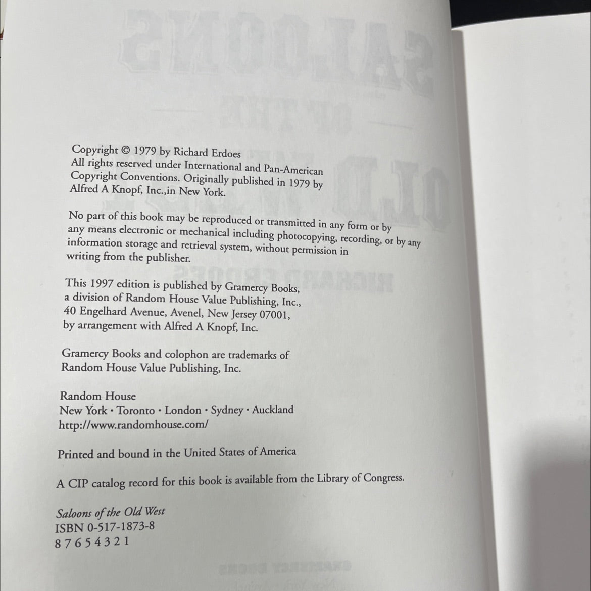 saloons of the old west book, by richard erdoes, 1997 Hardcover image 3