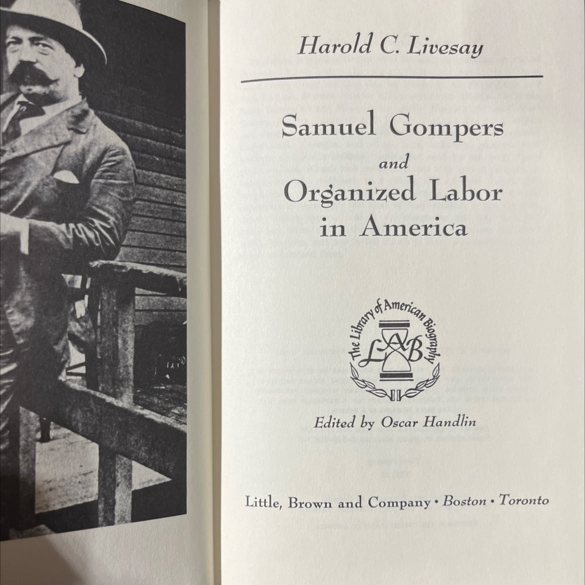 samuel gompers and organized labor in america book, by harold c. livesay, 1978 Hardcover image 2