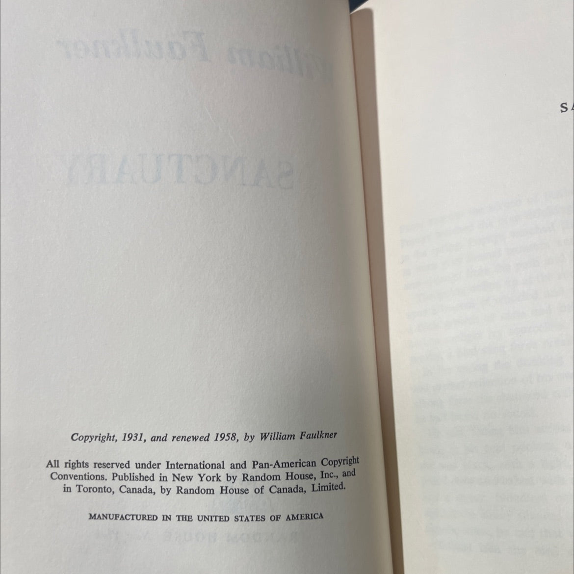 sanctuary book, by william faulkner, 1958 Hardcover image 3
