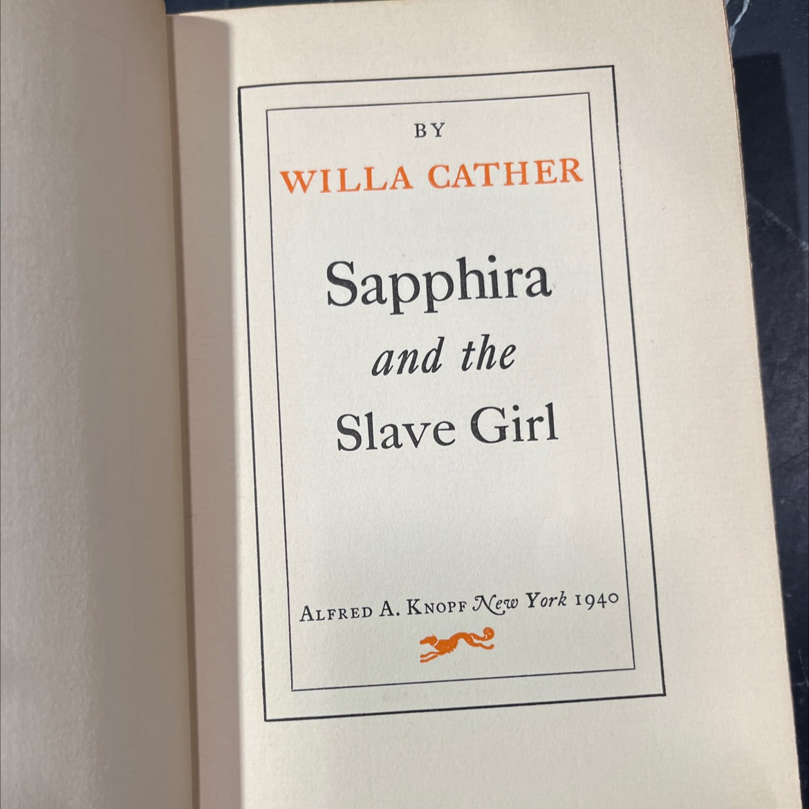 sapphira and the slave girl book, by willa cather, 1940 Hardcover image 2