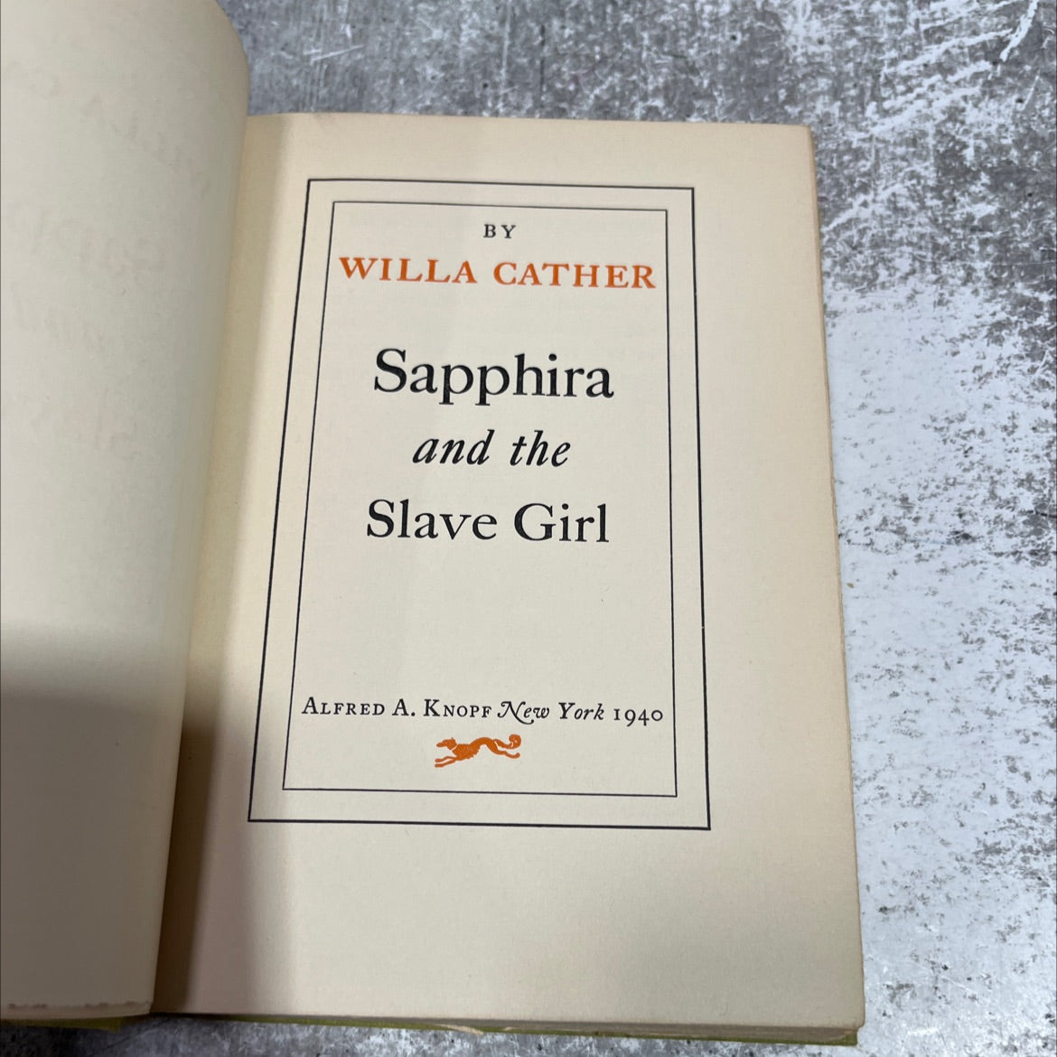 sapphira and the slave girl book, by willa cather, 1940 Hardcover image 2