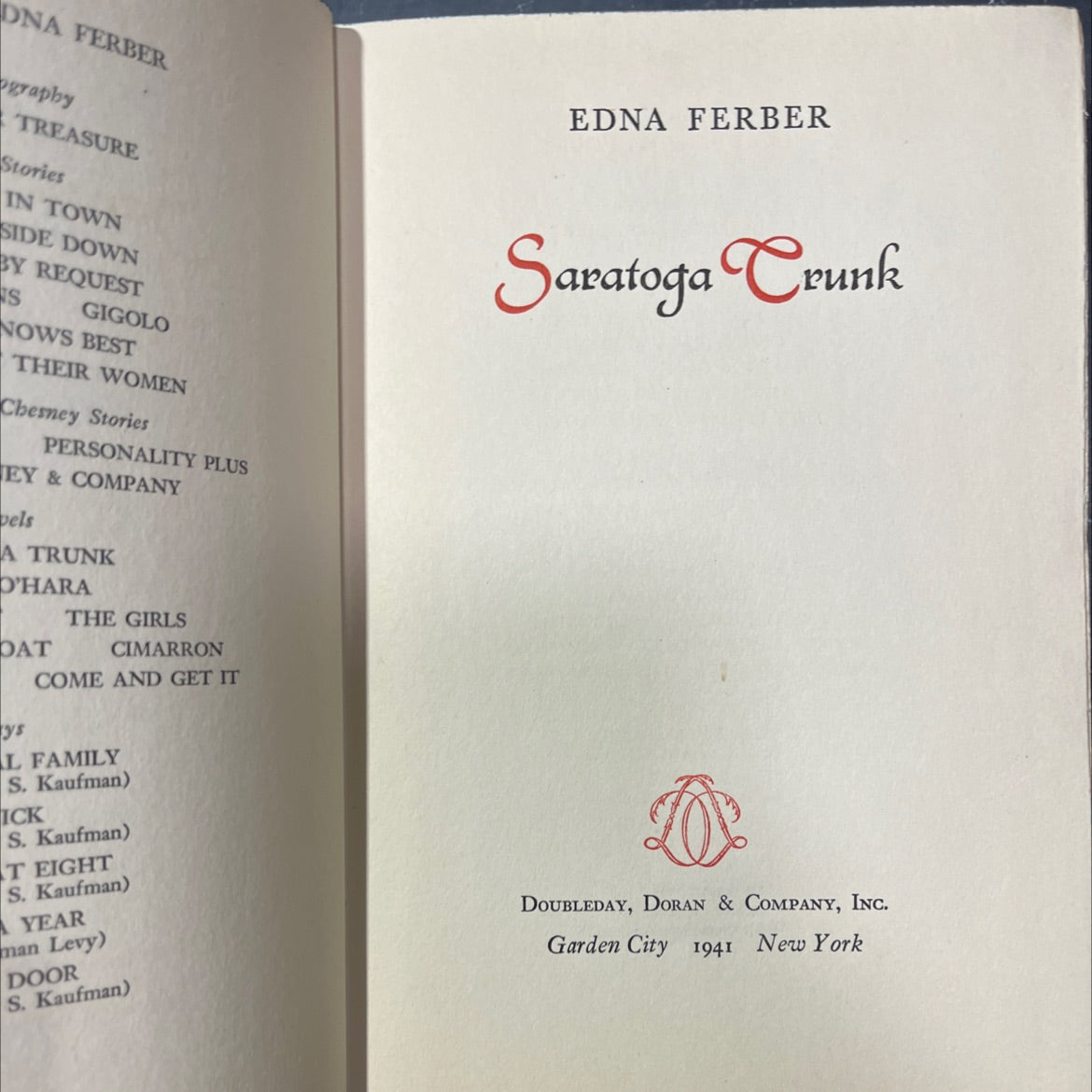 saratoga book, by edna ferber, 1941 Hardcover image 2