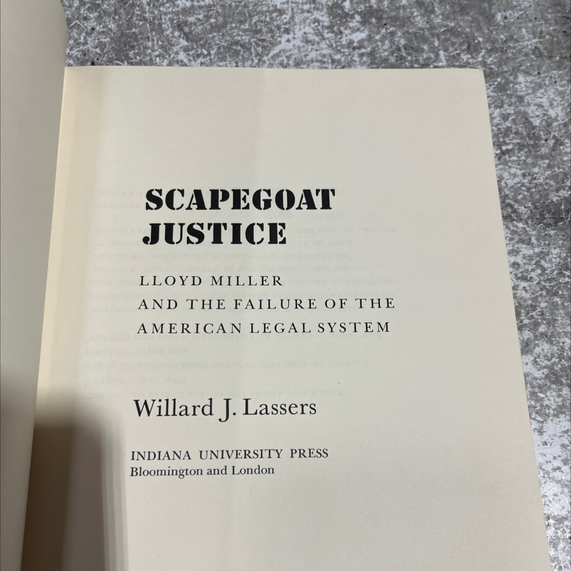 scapegoat justice lloyd miller and the failure of the american legal system book, by willard j. lassers, 1973 Hardcover image 2