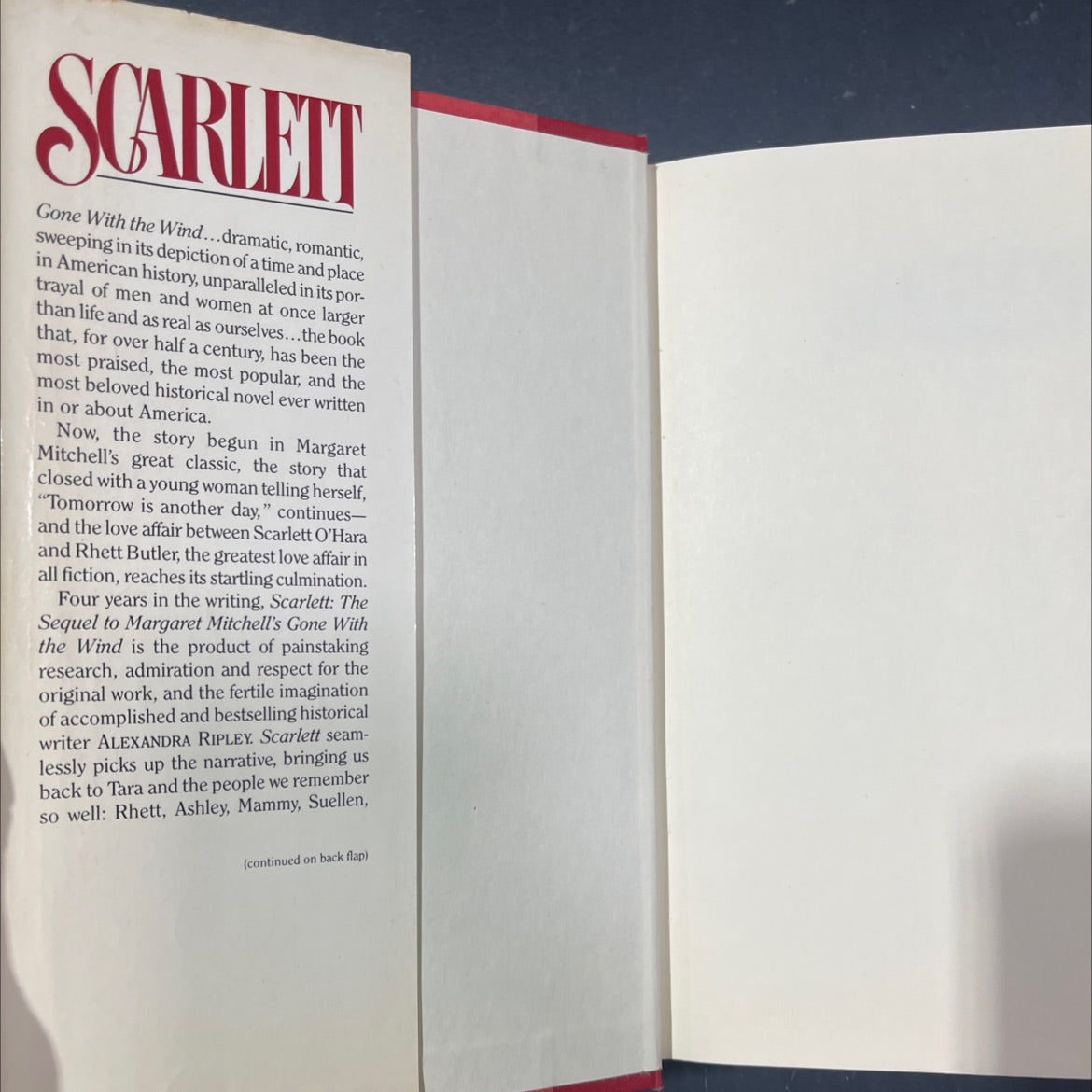 scarlett the sequel to margaret mitchell's gone with the wind book, by alexandra ripley, 1991 Hardcover image 2