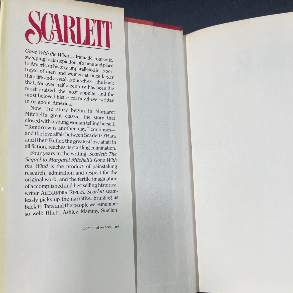 scarlett the sequel to margaret mitchell's gone with the wind book, by alexandra ripley, 1991 Hardcover image 4