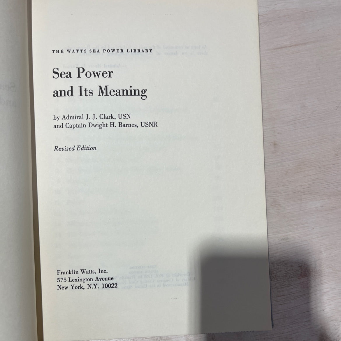 sea power and its meaning book, by admiral j. j. clark, usn and captain dwight h. barnes, usnr, 1968 Hardcover, Vintage image 2