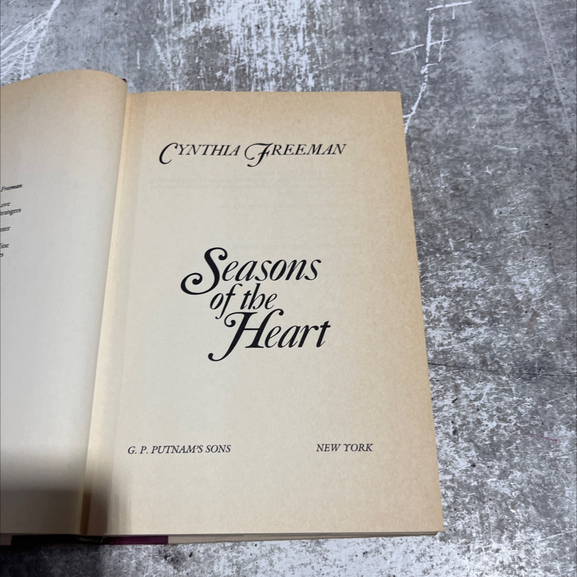 seasons of the heart book, by cynthia freeman, 1986 Hardcover image 2