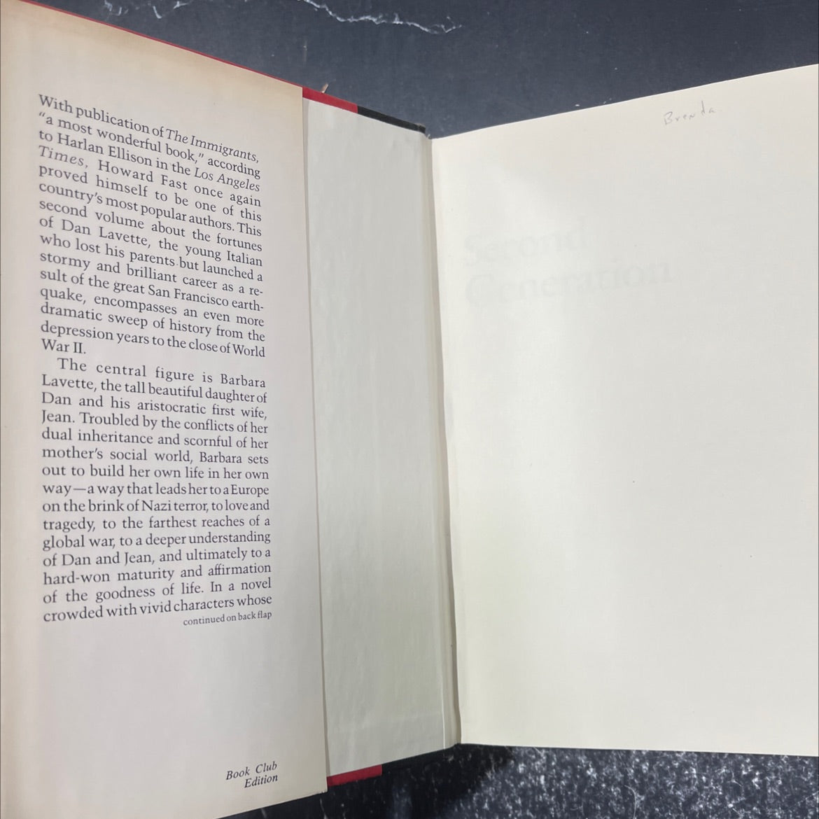 second generation book, by howard fast, 1978 Hardcover image 4
