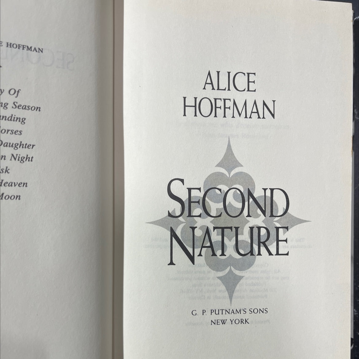 second nature book, by alice hoffman, 1994 Hardcover image 2