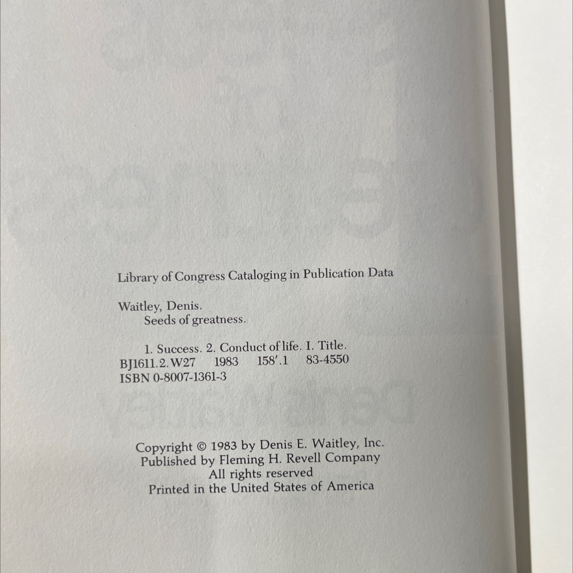 seeds of greatness book, by Denis Waitley, 1983 Hardcover image 3